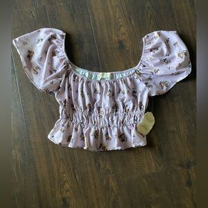NWT altar’d state women’s polyester babydoll floral blouse dusty lilac small top